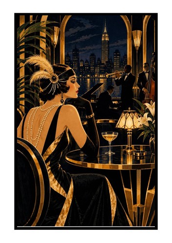 Art deco jazz club print - jazz,
