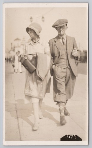 1920s fashion rppc walkie - rppc, man