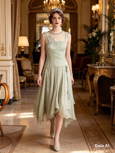 Vintage 1920s style sage - style, green