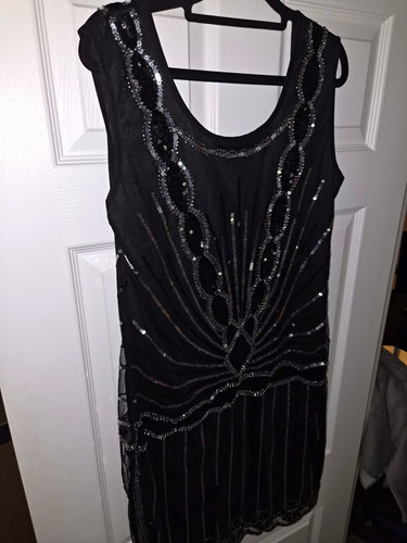 Black 1920s style flapper - black,