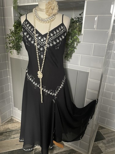 Black silver drop waist - silver, 1920s
