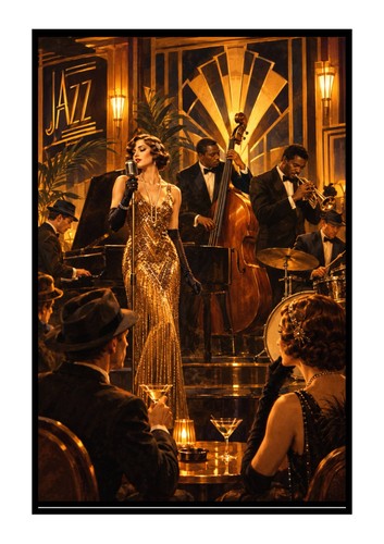 Art deco jazz - club, print