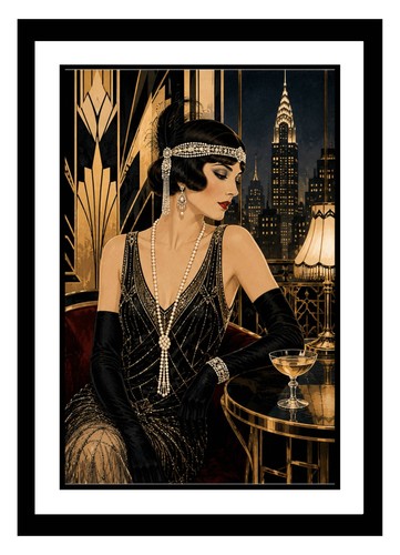 Art deco flapper lady - lady, a4