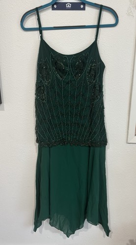 Green 1920s style party dress - green,